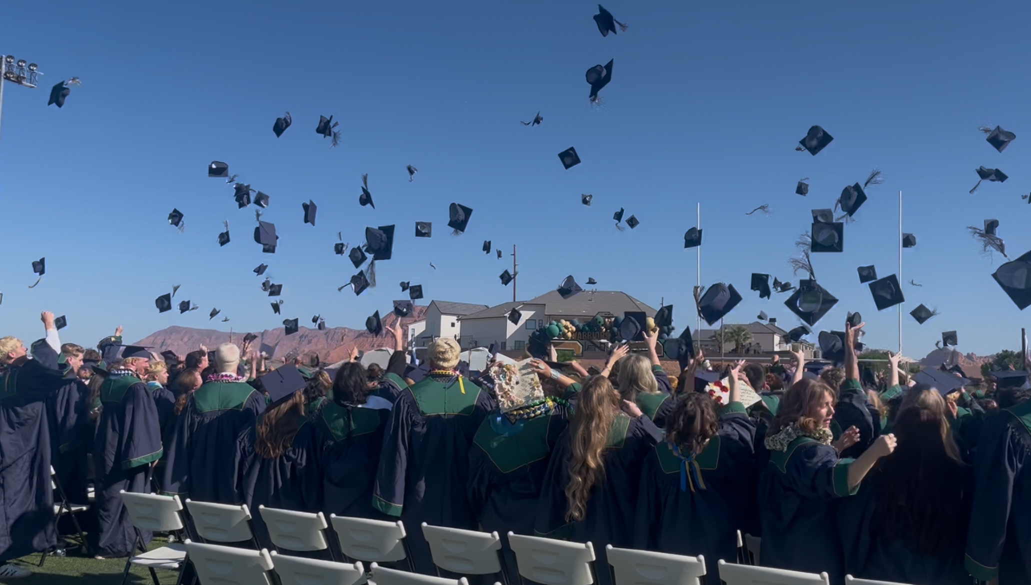 Class of 2025 throwing their caps